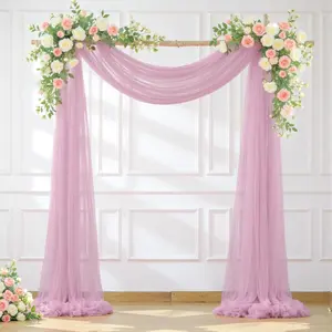 Wedding Arch Draping Fabric Backdrop 1 Panel 30" x 19Ft Dusty Rose Drapes Curtains for Wedding Reception Sheer Tulle Backdrop Curtain for Ceremony Birthday Party  Shower Arbor Ceiling Decorations