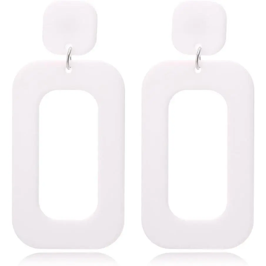 3-4 Pairs 80s Women Colors Retro Earrings Geometric Dangle Neon Earrings for Party Costume Accessory