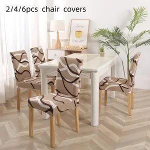 Elastic Line Print Chair Cover Set, Stretch Chair Slipcovers, Home Decor, Suitable for Living Room Dining Room Hotel, Furniture Protector, Enhance Your Decoration