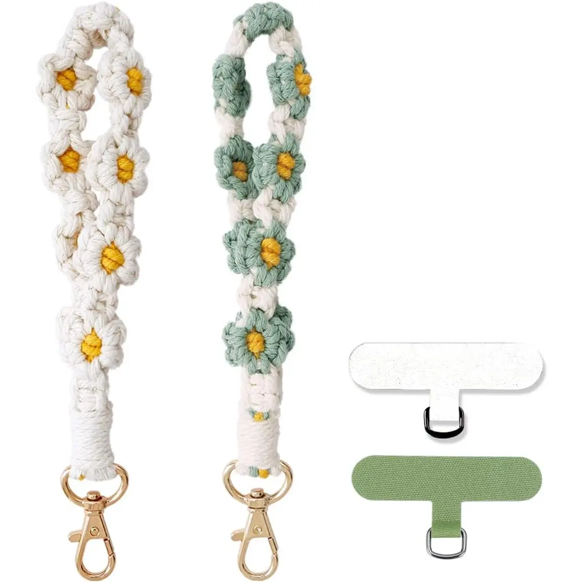 Boho Macrame Phone Wrist Strap, Cell Phone Lanyard with Tether Tab, Keychain Wristlet Charm, Anti-Loss Phone Chain