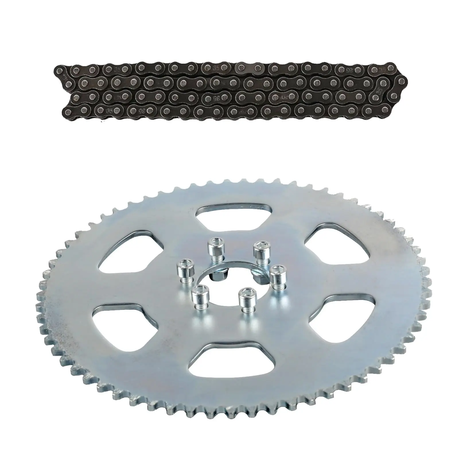 #35 65T Rear Chain Sprocket and 116 Links Chain for Mini Bike Dirt Pit Bike Scooter Go Kart Karting ATV UTV Drift Trike Golf Cart Quad Buggy Dune Moped Lawn Mower 4 Wheeler