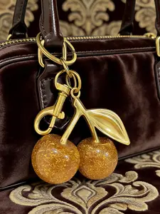 Personalized design cherry shaped bag pendant, Purse Charm, Charms For Bags, embellished with simulated fruit shape, gentle, fashionable, simple, atmospheric and versatile hanging accessory, suitable for keys, can be given to friends