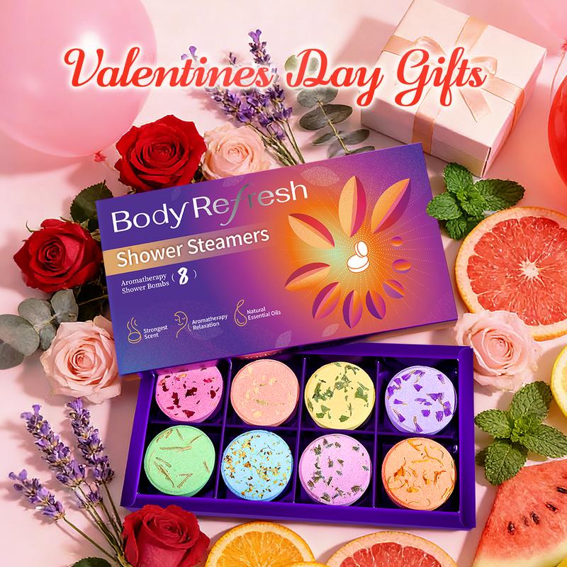 Bodyrefresh Shower Steamers Aromatherapy — 8 Pack Shower Bombs with Natural Essential Oils, Organic Plant Fragrance, Stress Relief, Self Care Relaxation Home SPA, Birthday & Valentines Day Gifts for Women, Gifts for Her, Teacher, Her