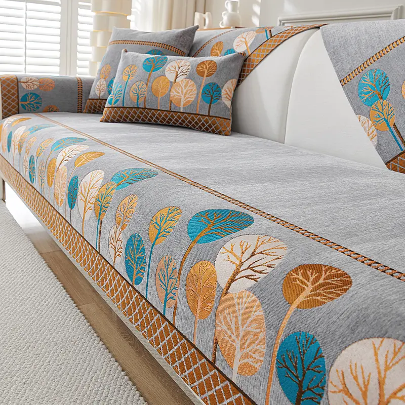 Bohemian Style Sofa Cushion, Soft Chenille Fabric, Non-Slip, Durable, Pet Friendly, All-Season Use, Living Room Protector, Durable Cushions, Reusable Couch Protector, Sofa Cover Cushion