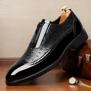 Men's large-size business style formal shoes, comfortable non-slip rubber soles durable loafers, suitable for wedding party business occasions 58096