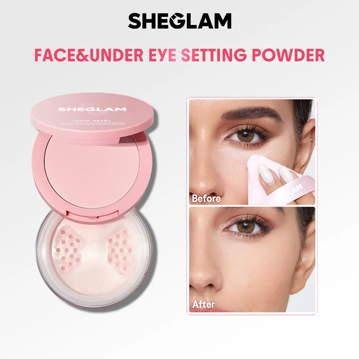 SHEGLAM Insta-Ready Face & Under Eye Setting Powder Duo-Bubblegum Cosmetic Makeup-Effortlessbeauty- Coachella-#Summervibes