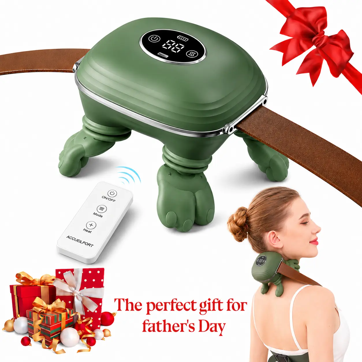 Shiatsu Neck Shoulder Relaxer, Wireless 3D Deep Kneading Massager with Heat and Remote Control for Neck and Back Pain Relief