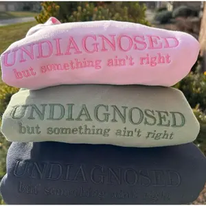 Undiagnosed T-Shirt, Sweatshirt, Hoodie, Minimalist Embroidered Graphic Tee, Monochrome Aesthetic, Mental Health Awareness Apparel, Trendy Streetwear, Unisex Cozy Fashion