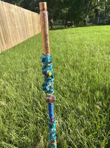 Azul Grounding Rod with Colorful Decorative Elements and Copper Top Piece