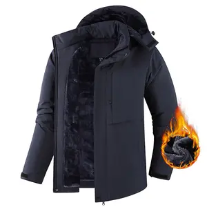 Men's Winter Warm Fleece Lined Waterproof Windproof Hooded Insulated Outdoor Thick Sports Running Camping Fishing Climbing Travel Skateboard Casual Fleece Lined Windproof Jacket