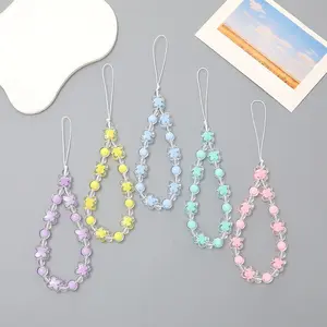 Four Leaf clover Mobile Phone Lanyard Wrist Beaded Chain for Camera Keychains USB Flash Drive U Disk Lanyards