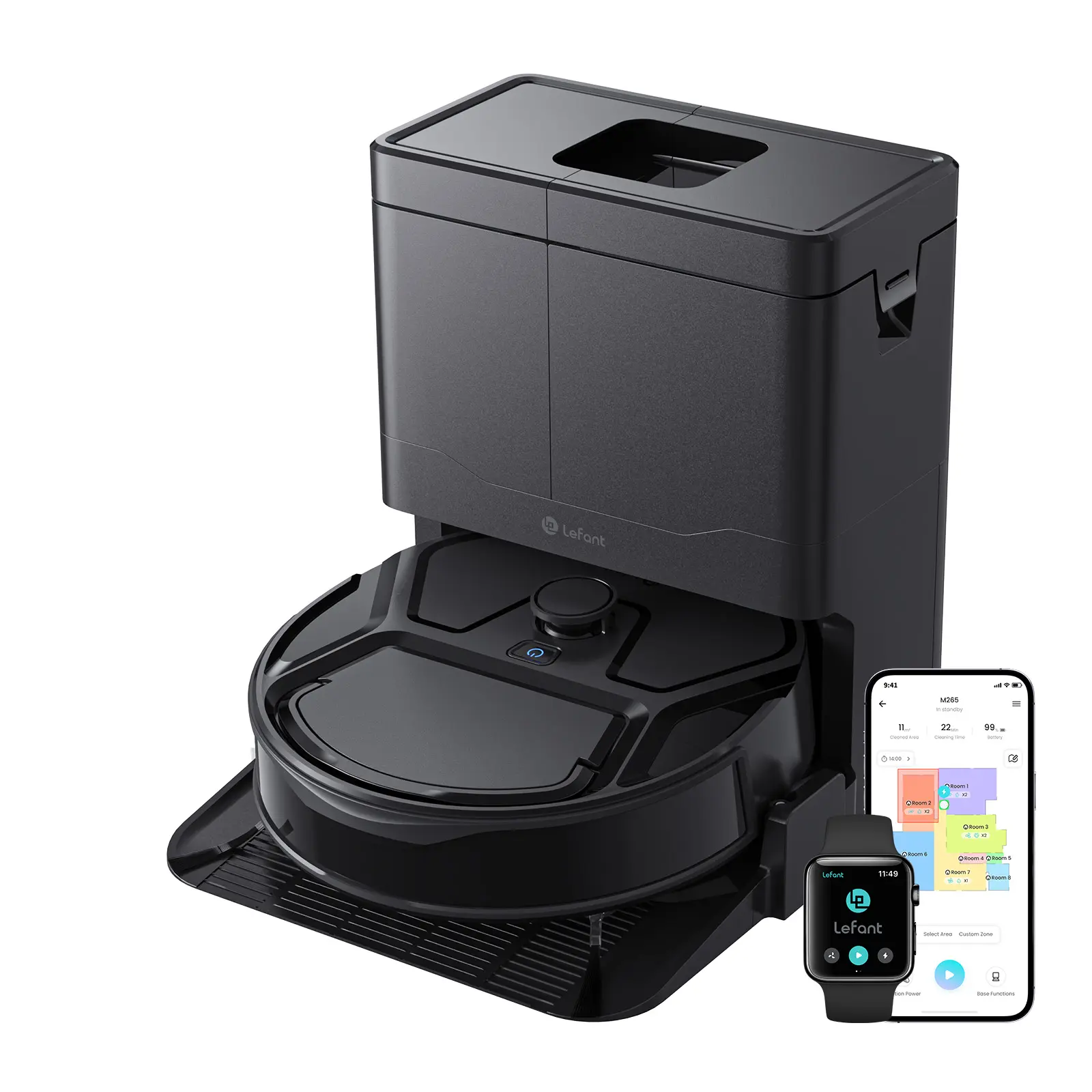 Lefant M265 Robot Vacuum and Mop Combo, Self-Cleaning Roller Mop, 15000Pa Suction, LiDAR Navigation, Carpet Detection, App Control