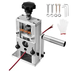 fathersdaygift VEVOR Manual Wire Stripping Machine, 0.06-1 in, Copper Stripper with Hand Crank or Drill Powered, 64Mn Quenched Blades, 45# Steel Rollers, Aluminum Alloy Frame Wire Peeler, for Scrap Copper Recycling