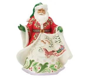 Jim Shore Heartwood Creek Santa Winter Scene Musical Fig 10" H