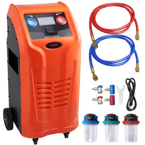 【Summervibes】VEVOR Fully Automatic Refrigerant Recovery Machine for R134A+R1234YF - AC Recovery Machine Kit Built in Electronic Scale/Compressor/Recovery Tank, Recovery Machine HVAC Dual Cylinder