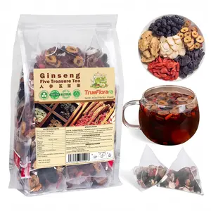 Kidney Tea Formula Ginseng Five Treasure Tea Combination Scented Tea, Red Date Wolfberry Tea 6 Precious Ingredients Formula Natural Herbal Beverage for Men & Women