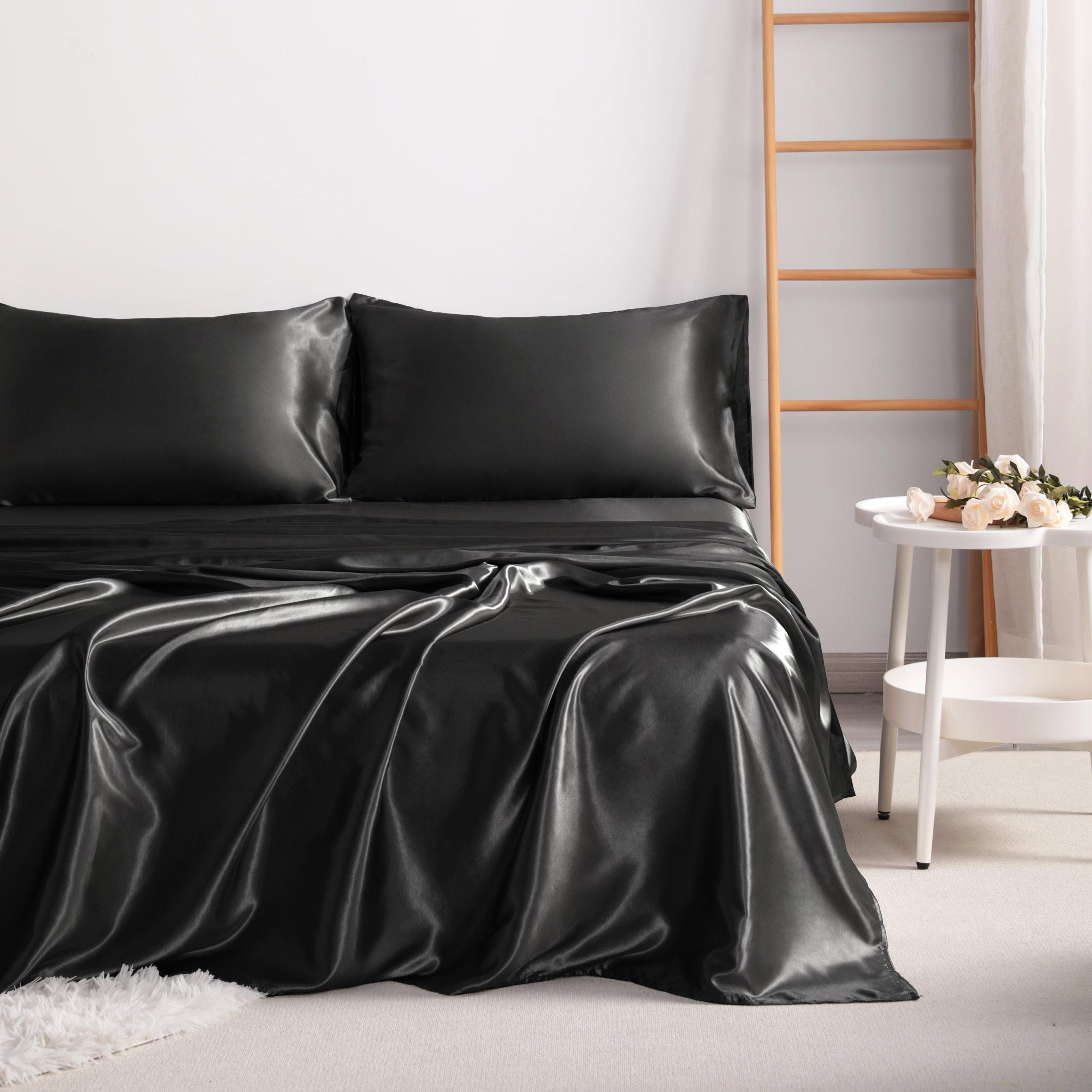 [Back To School]NTBAY 3/4 Piece Satin Bedding Sets - Ultra Soft & Silky Queen/King Sheets with Envelope Closure Pillowcases, OEKO-TEX Certified Anti-Acne Luxury Bedding, Frictionless Hair & Skin Care, 3/4 Pcs