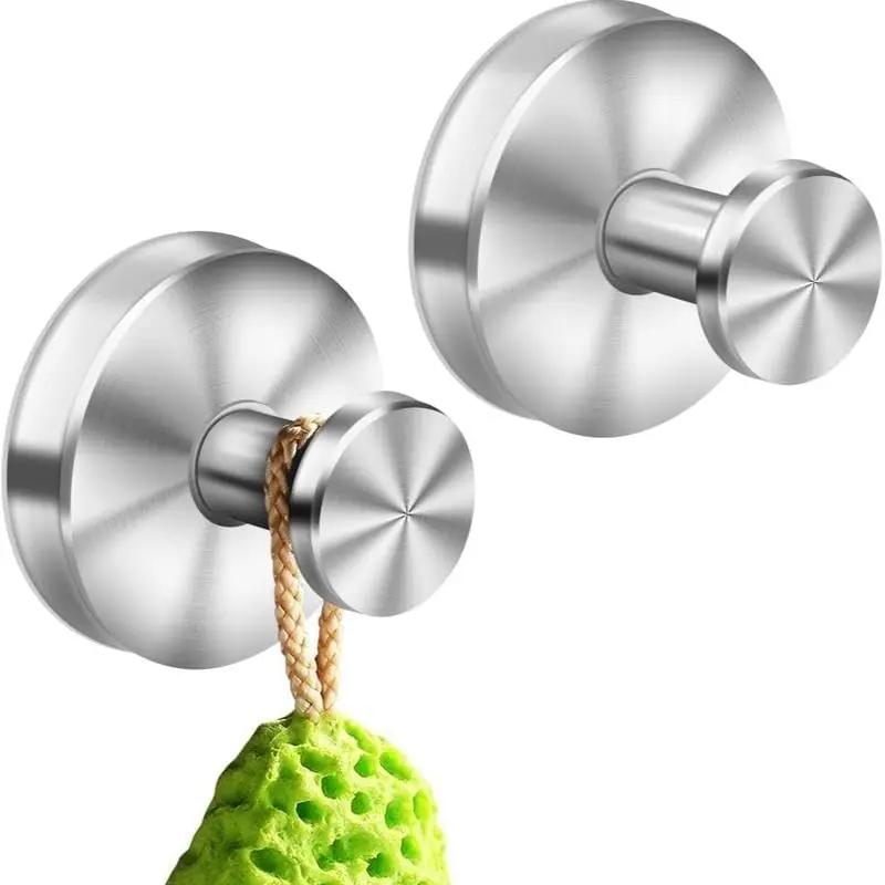 【TikTokShopBackToSchool】Suction Cup Hooks for Shower, 2 PCS No-Drill Towel Holder for Bathrooms Wall, Glass Door, Mirror, Tiles, Kitchen, Hold Robe & Wreath, Hanging up to 15 lbs – Waterproof & Rustproo