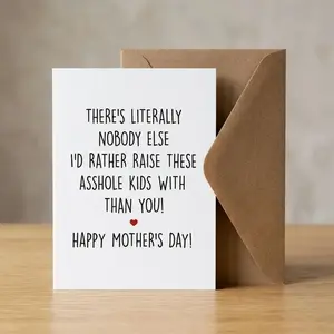 Funny Mother's Day Card for Wife, Mom of Two Kids Card, Sarcastic Mom Gift from Husband, Happy Mother's Day Card, Greeting Card with Envelope