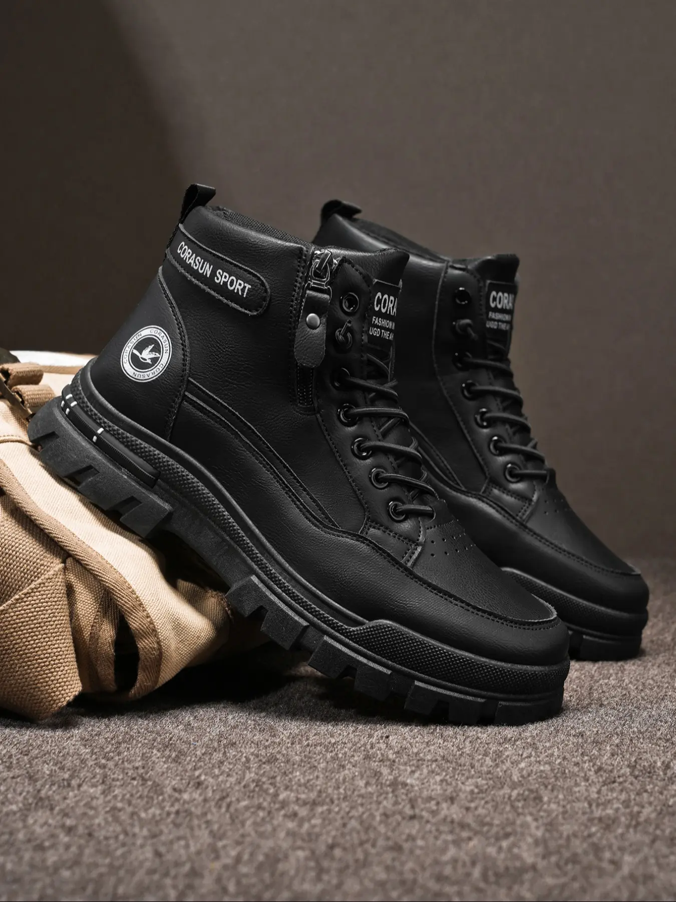 Men's Fashion Walking Shoes Size 48, High-Top Outdoor Safety Boots, Fall Winter New, Non Slip Work Shoes, Anti-Slip Breathable, All Season Wear