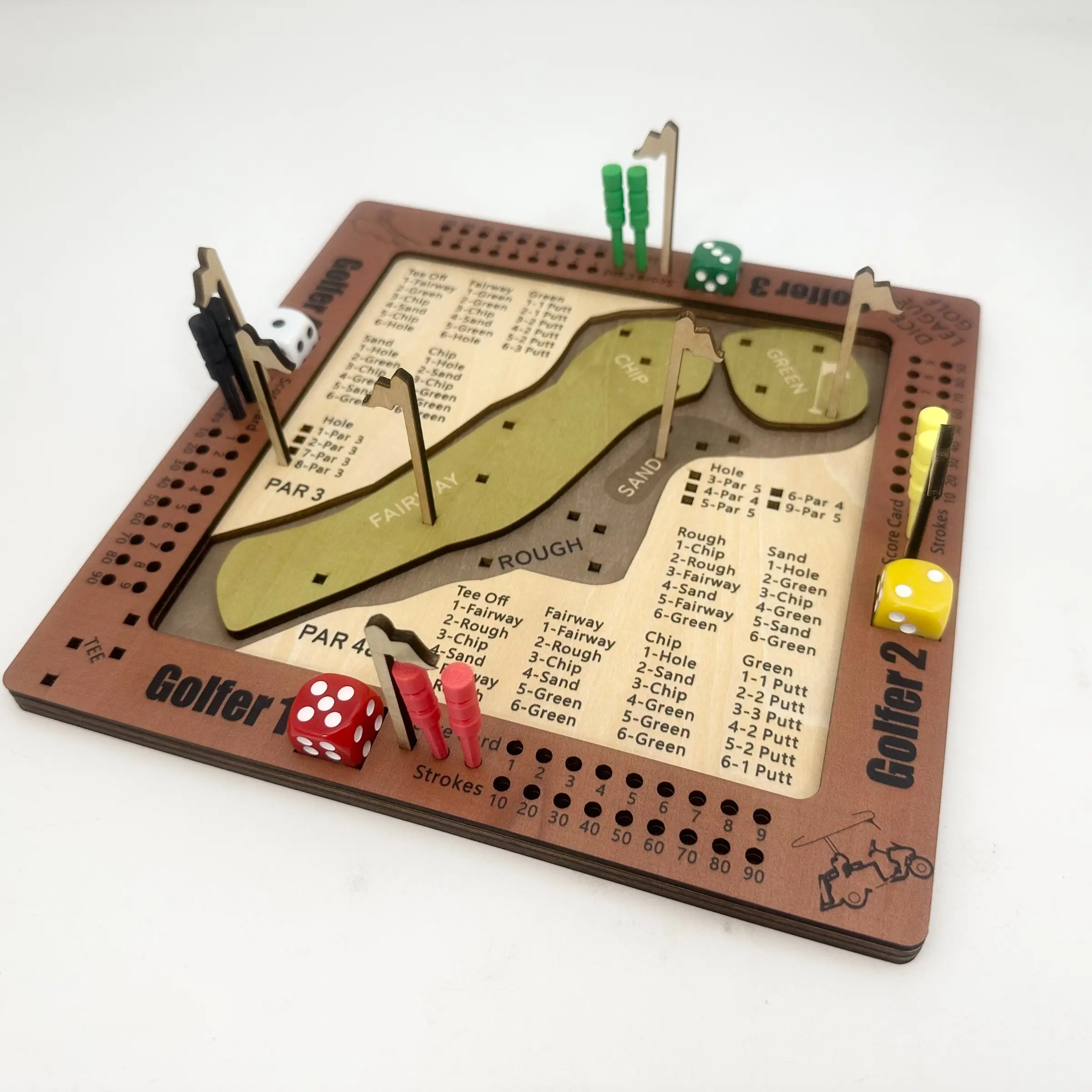 Wooden Golf Dice Game, Creative Strategy Board for Tracking Scores, Classic Desktop Dice Game for Family Gatherings & Outdoor Team Building, Strategy Board Games, Family Fun Game