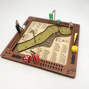 Wooden Golf Dice Game, Creative Strategy Board for Tracking Scores, Classic Desktop Dice Game for Family Gatherings & Outdoor Team Building, Strategy Board Games