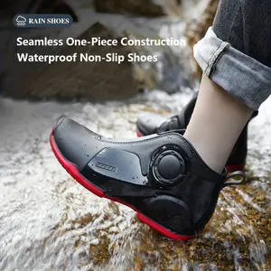 Men's Solid Color Slip On Waterproof Rain Boots, Comfy Non Slip Durable Water Shoes For Men's Rainy Day Outdoor Activities wellies