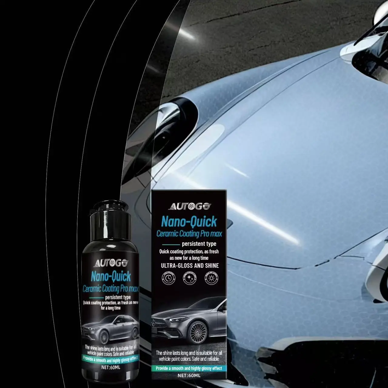 Autogo Nano Quick Ceramic Coating Agent, Fast Car Paint Protection, Automotive Surface Treatment, Durable & Easy Application, Nano Coating Spray For Cars