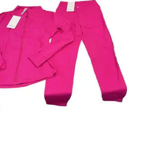 LU Two Piece Set - Pink Jacket & Pants Combo for Women
