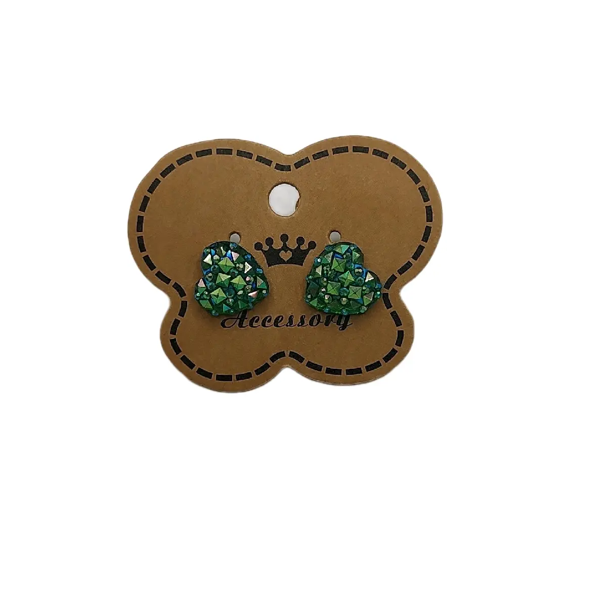 Chunky Green Glitter Heart Earrings for Everyone