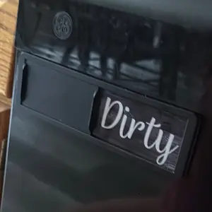 Dishwasher Clean and Dirty Magnet Sign, Optional Adhesive, Magnetic, Easy Read, Non-Scratch, Heavy Duty Shutter Slide Magnets for Dish Washer, Kitchen Accessories, 7x2in