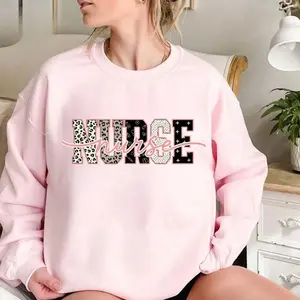 Gildan Coquette Nurse Sweatshirt, Pink Leopard Script Sweater, Cute Nurse Sweatshirt, Trendy Healthcare Pullover, Nurse Appreciation Gift