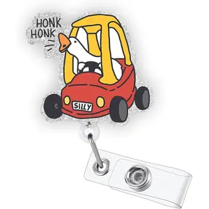 Funny Angry Goose Honk Honk Badge Reel, Retractable RN Nurse Doctor Teacher Badge Holder Clip, Silly Goose Pediatric Nurse Badge Reel, Nursing Student ID Badge Clip, CNA MA Medical Worker Accessories