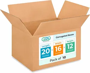 Large Shipping & Moving Boxes 20x16x12 inches (10-Pack) - Extra Strength 200 lb vs Regular - Corrugated Durable Packing Boxes for USPS - Shipping Box Large - Cardboard Box by IDL Packaging
