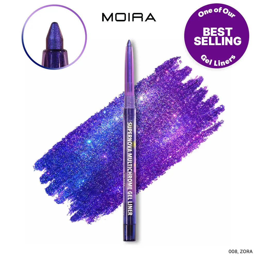 Moira | Supernova Multichrome Gel Eyeliner | Smooth gel texture, Built-In Sharpener, Water & Smudge-Proof | Shade (008, Zora) | Upto 12hrs