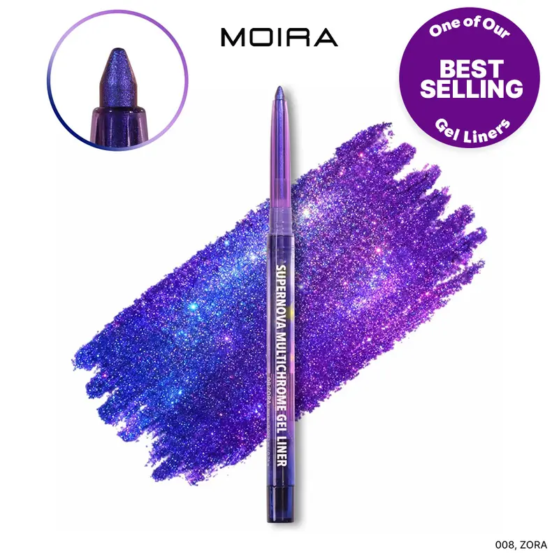 Moira | Supernova Multichrome Gel Eyeliner | Shade (008, Zora)| Smooth gel texture, Built-In Sharpener, Water & Smudge-Proof | Upto 12hrs
