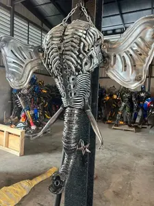 36" Elephant Head Inspired Recycled Metal Sculpture