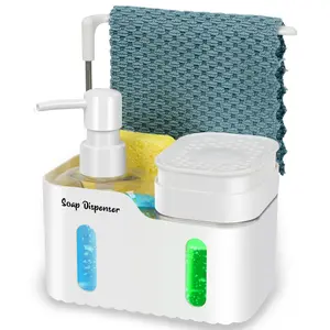 Kitchen Hand Soap and Dishwashing Liquid Dispenser Set, Dual Dispenser with Sponge Holder and Cloth Holder 4-in-1 Kitchen Sink Countertop Storage Rack Convenient Storage Organizer weck jars mason jars