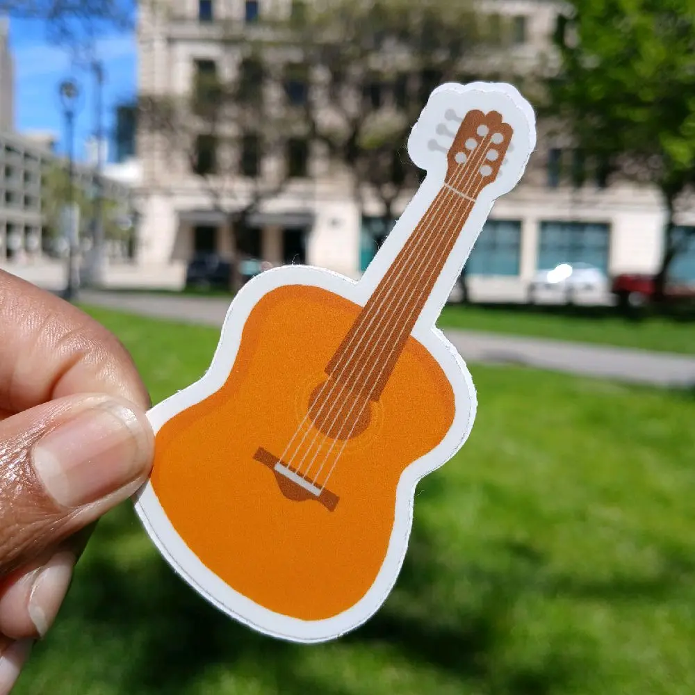 Beautiful Guitar Sticker - 3.0 x 3.0in Vinyl Decal for Laptops Water Bottles & More - Waterproof & Dishwasher Safe Decorative Sticker for Guitar Lovers