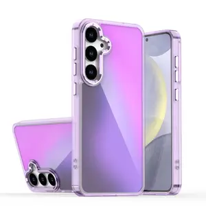 Anti Yellow Gradient Metal Lens Protect Case For Samsung Cellphone A17 A36 A56 A06 A16 A26 A15 A35 A55 A14 A54 S24 S25 FE S26 Plus Ultra 5G Hard Acrylic Bumper Protective Shockproof Cover