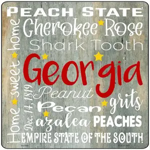 Georgia Motto Novelty Metal Square Sign