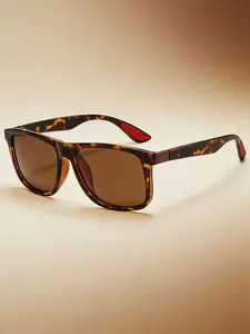 Vintage Tortoiseshell Square Sunglasses, Tail Colorblock Design, Uv400 Protection, Fashion Unisex Eyewear, All Seasons