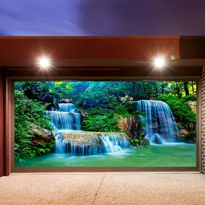 Open Rainforest Waterfall Natural Landscape Library Door Banner - Large Outdoor Decorations, Perfect for Party Backdrops And Festive Celebration Garden Decorations