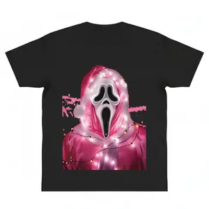 🚉👕Ghostface Christmas Horror Shirt Pink Santa Scream Mask Tee Spooky Holiday Graphic T-Shirt Scary Movie Fan Gift y2k cotton fashion Streetwear Comfort Shortsleeve Casual