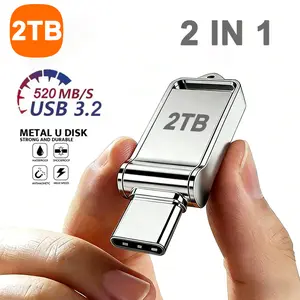 2026 2IN1 Mini 2TB usb Flash Drive  3.2 Fast Type C Pen Drive Memory Stick Flash Disk for PC Smartphone Storage U Disk external hard Drive  portable external hard drive usb  type-c port   Type-C pendrive memory phone storage
