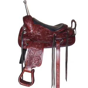 HILASON Custom Designed Rare Western Trick Riding Saddle Mahogany | Horse Racing Leather Saddles for Horses