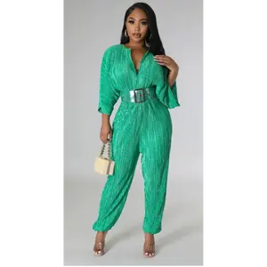 Pleated Satin Jumpsuit