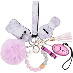 Safety Keychain Set for Women, Self Defense Keychain Set for Girls with Safe Sound Personal Alarm and Bottle Opener,9PCS Accessories Keychain Set for Women with Safety Alarm Key Chain