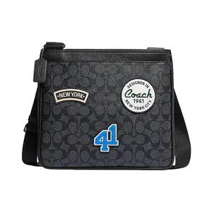 COACH File 29 Classic Monogram Zip-Top Ski-Pattern Crossbody Bag for Women in Black