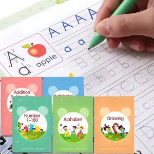 This 5-book set of reusable grooved handwriting exercise books for children is specially designed for early learners and is suitable for children's learning materials and school supplies as gifts Visual Learning Tools